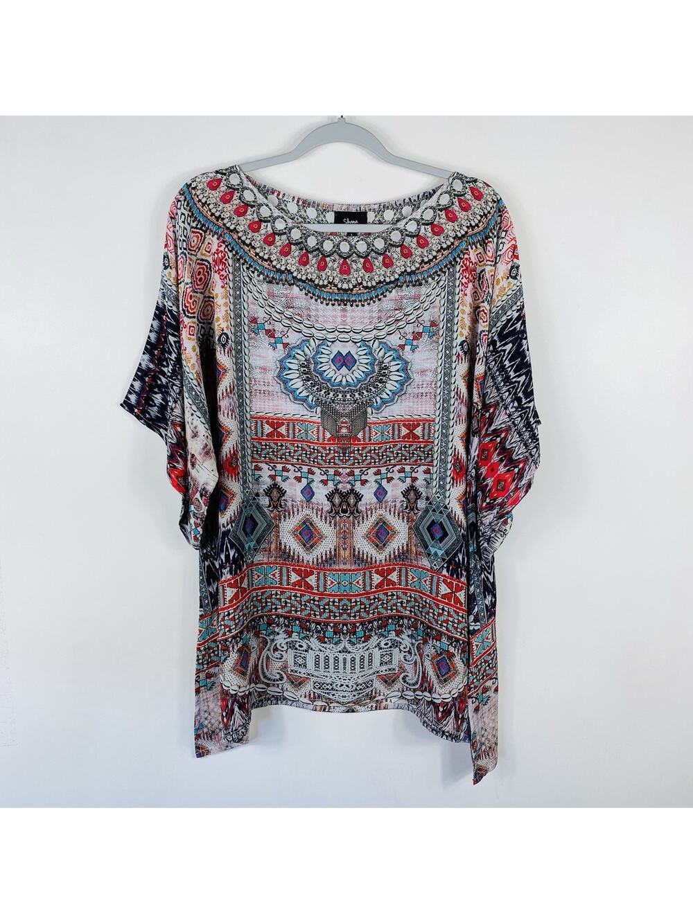 Shana Top Large Colorful Printed Boho Casual